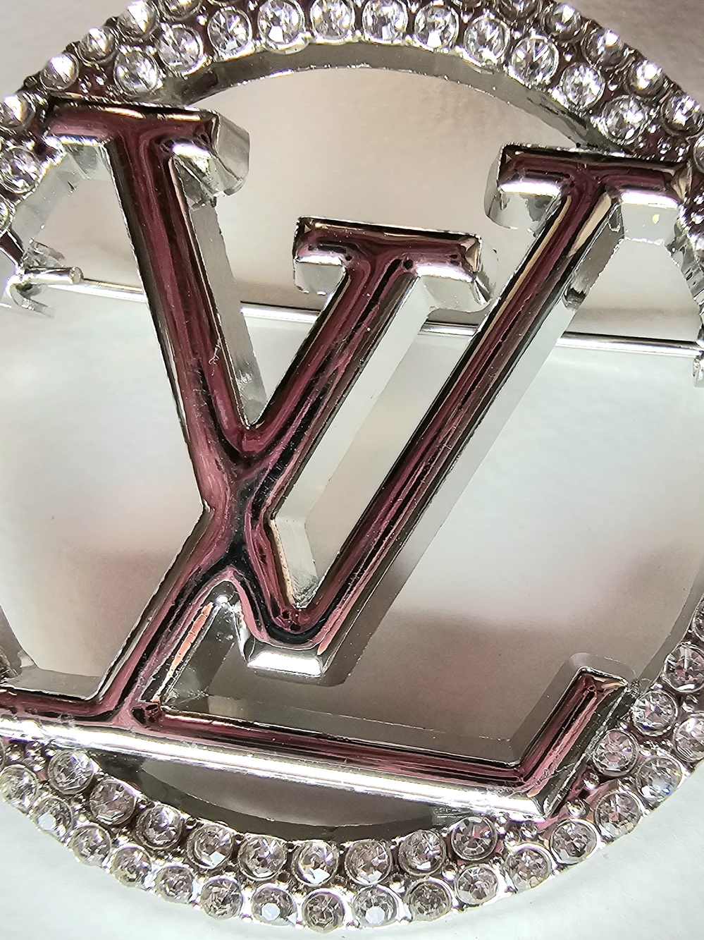 Louis Vuitton Crystal Logo Belt Buckle - Silver